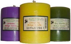  Midge candles made with citronella,
 lavender or bog myrtle essential oils 